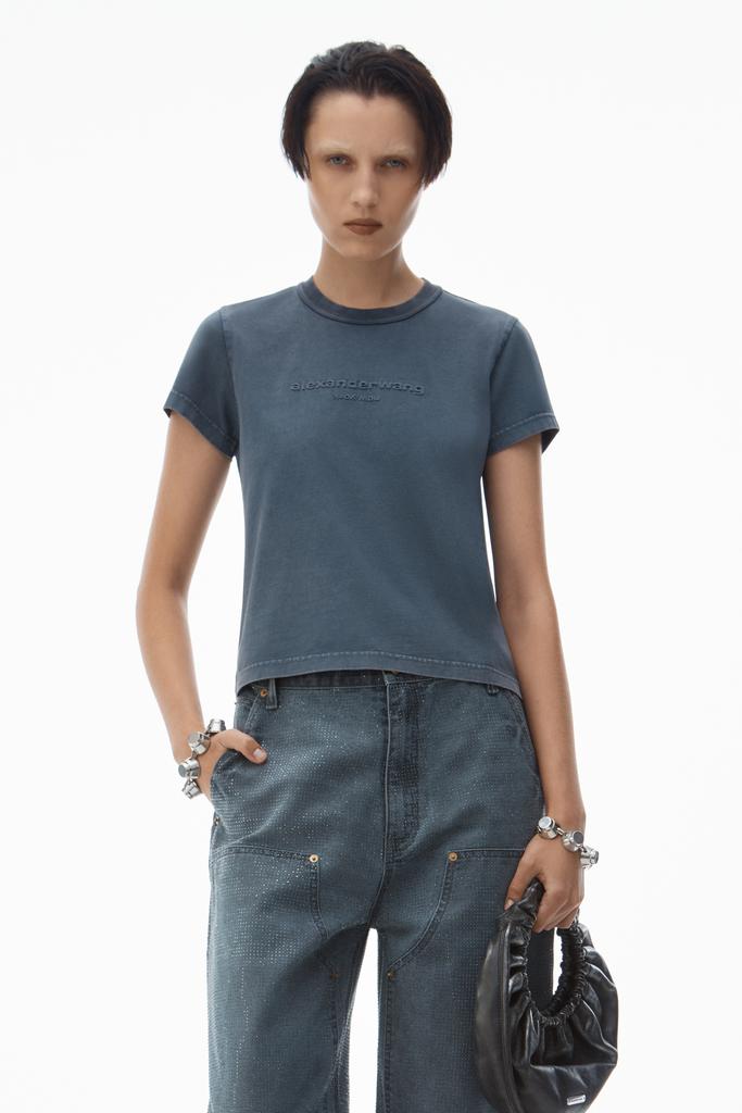Alexander Wang shrunken logo embossed tee in cotton