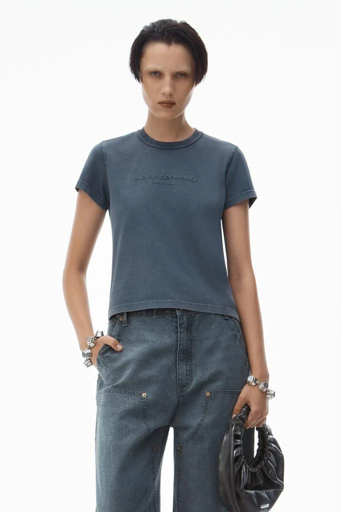 Alexander Wang shrunken logo embossed tee in cotton 1