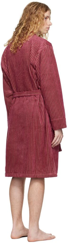 OAS Burgundy Striped Velour Bathrobe 3