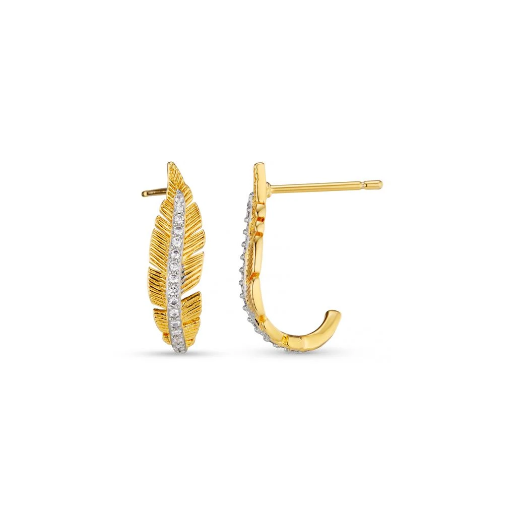 Orelia London Pave Leaf Curved Stud Earrings 1