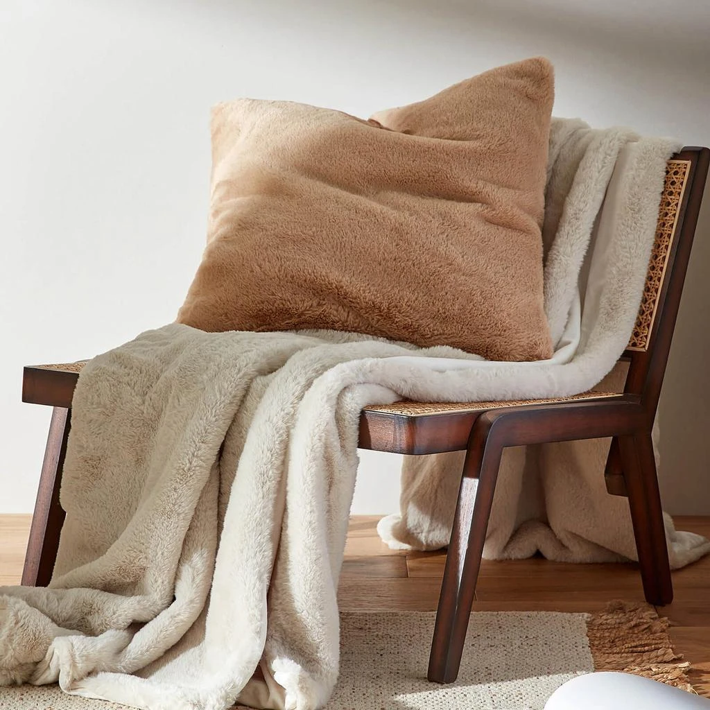 in homeware ïn home Recycled Polyester Faux Fur Cushion - Brown 3