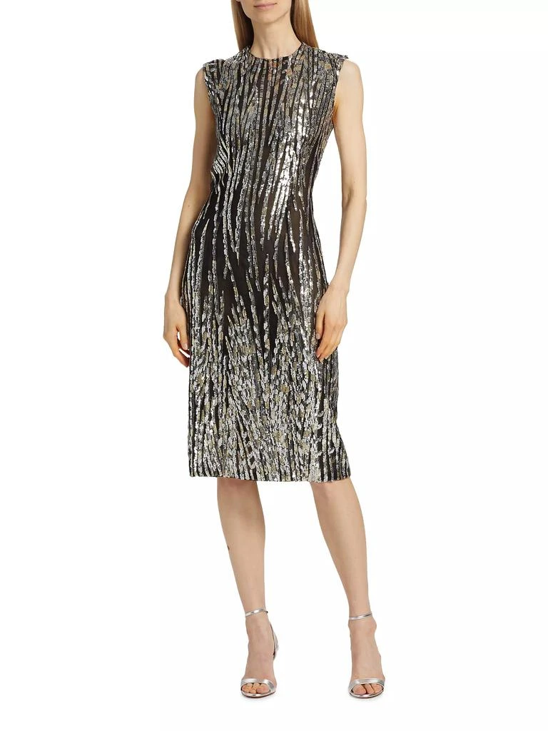 REEM ACRA Sequin Tulle Sleeveless Midi-Dress 3