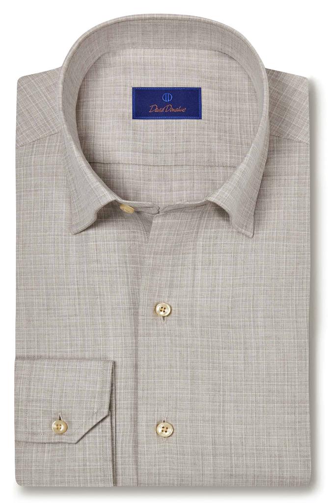 David Donahue Twill Check Cotton Sport Shirt