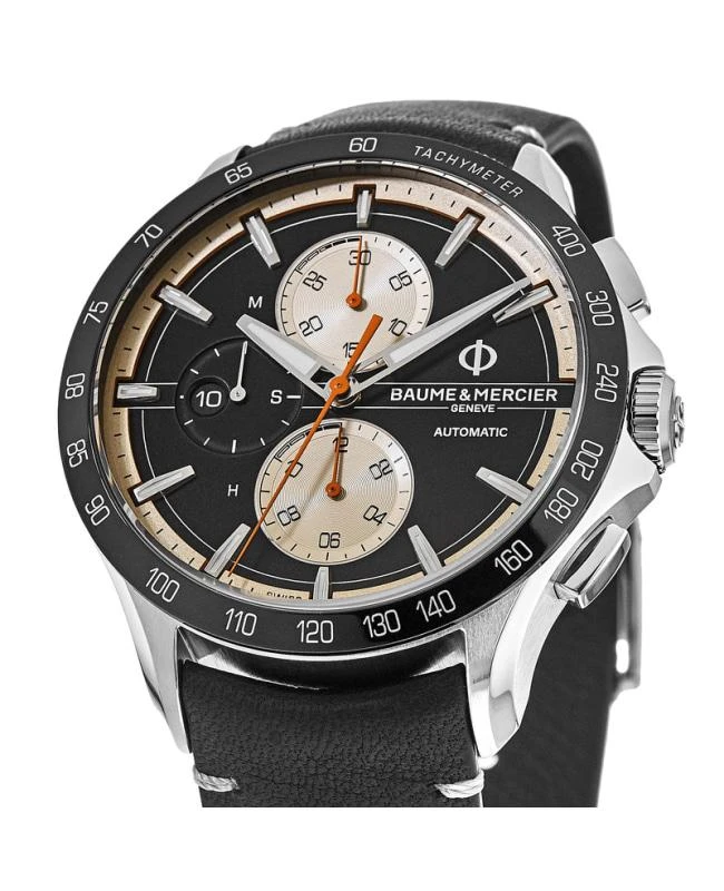 Baume 
Mercier Baume 
Mercier Clifton Club Automatic Chronograph  Black Dial Leather Strap Men
s Watch 10434 2
