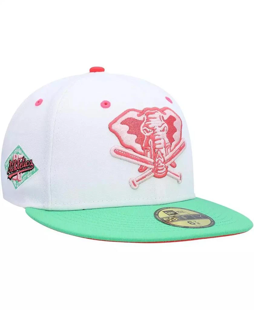 New Era Men's White, Green Oakland Athletics Alternate Logo Watermelon Lolli 59Fifty Fitted Hat 1