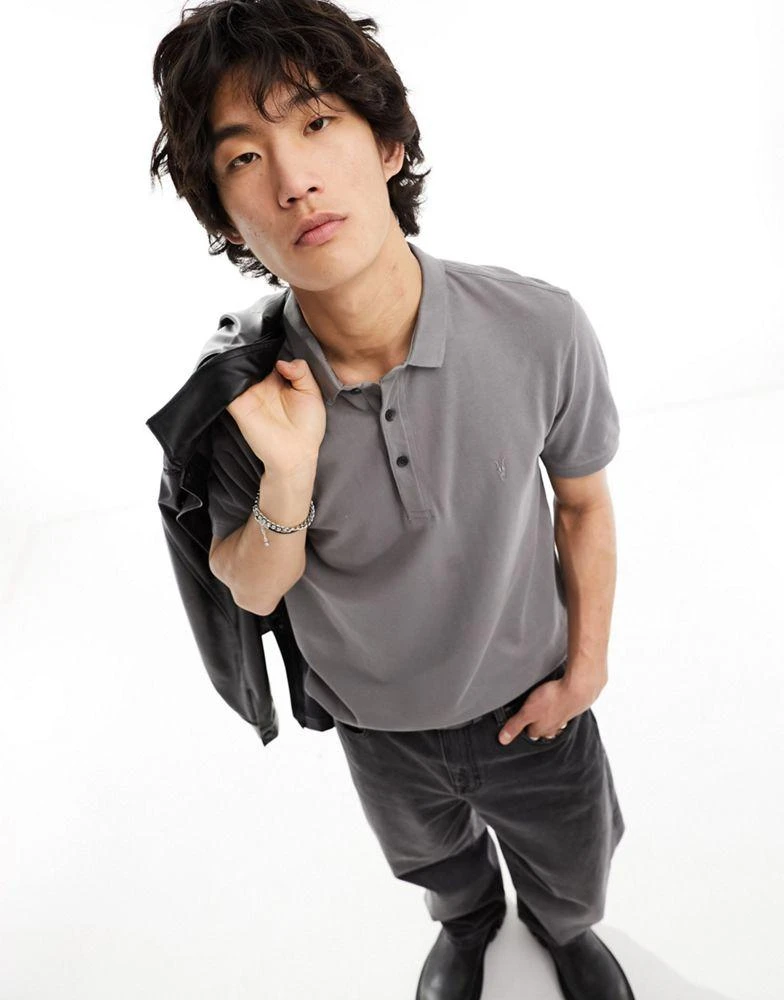 ALL SAINTS AllSaints Reform polo shirt in ash grey 1