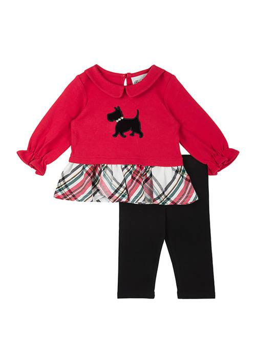 Rare Editions Editions Girls 4 6X Scottie Applique Top With Leggings Set