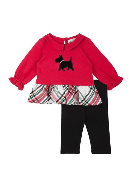 Rare Editions Editions Girls 4 6X Scottie Applique Top With Leggings Set 1
