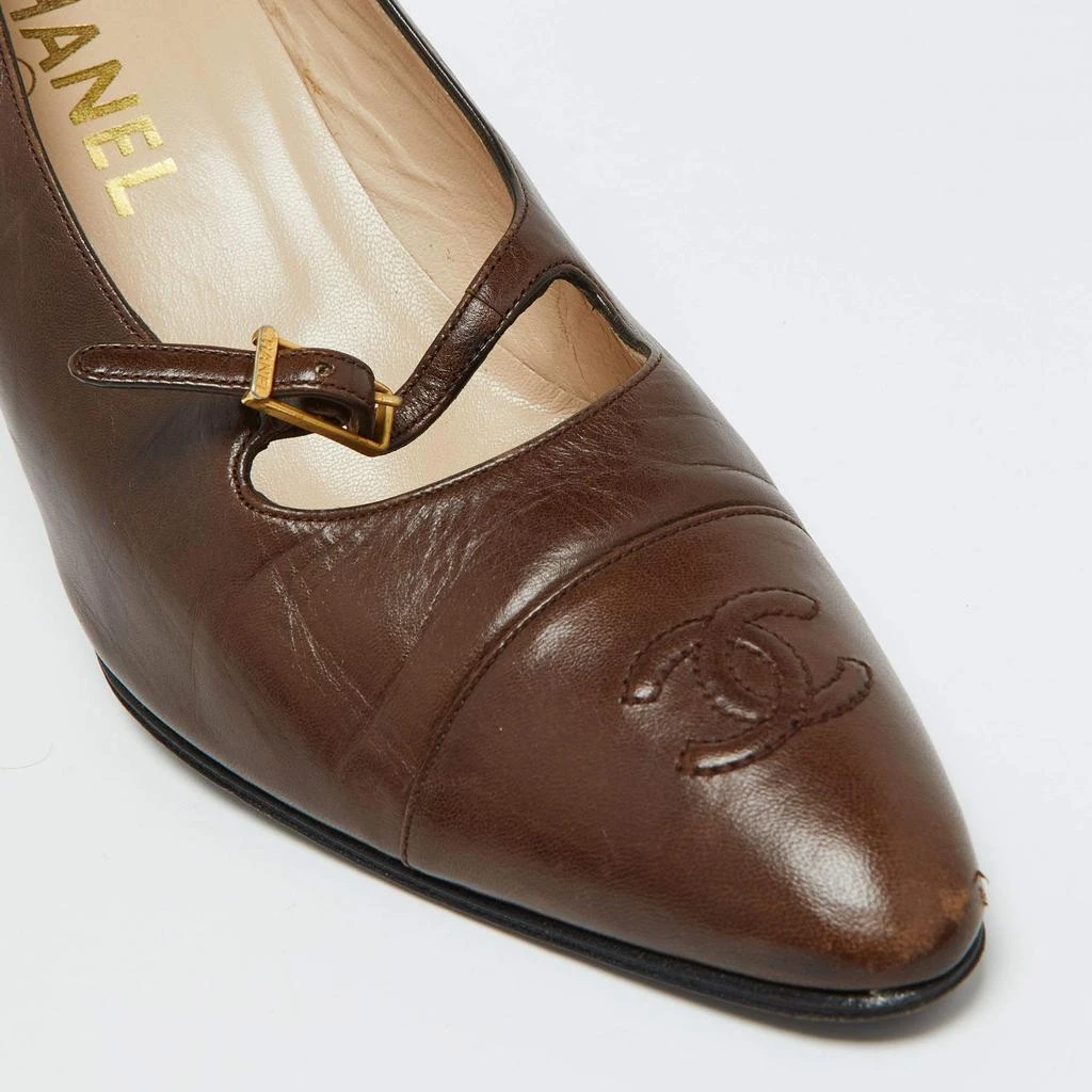 Chanel Chanel Brown Leather CC Cap Toe Pumps Size 39.5 7