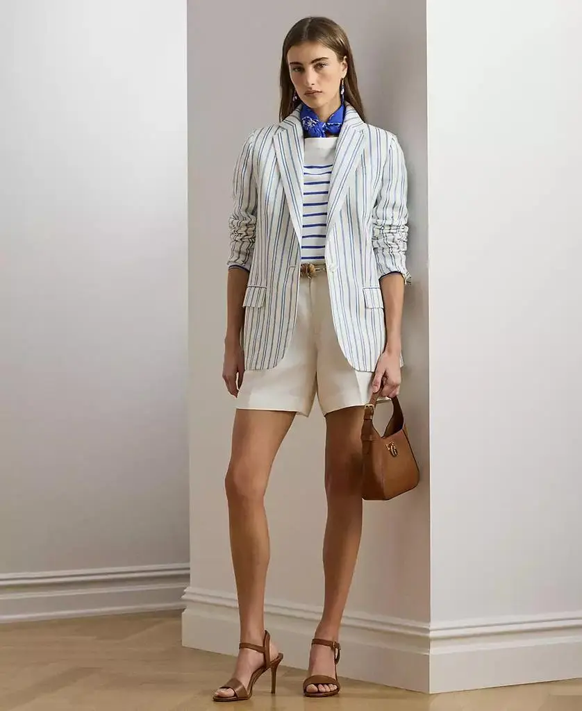 Ralph Lauren Women's Pleated High-Rise Twill Shorts