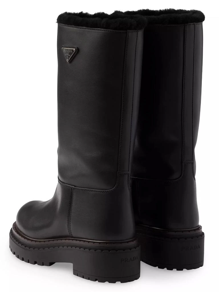 Prada Leather and Shearling Boots 4