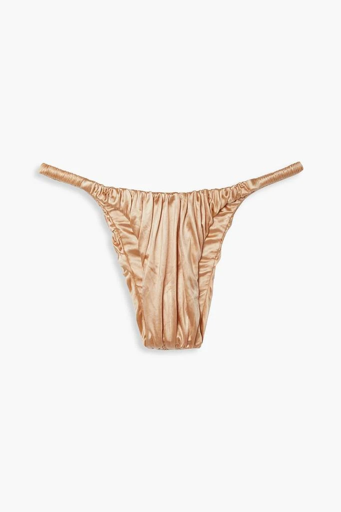 Isa Boulder Waves ruched stretch-satin low-rise bikini briefs 1