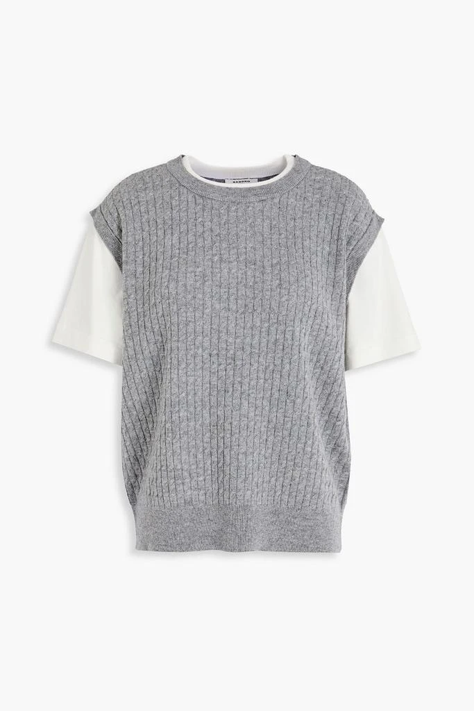 Sandro Layered cable-knit wool and cashmere-blend top