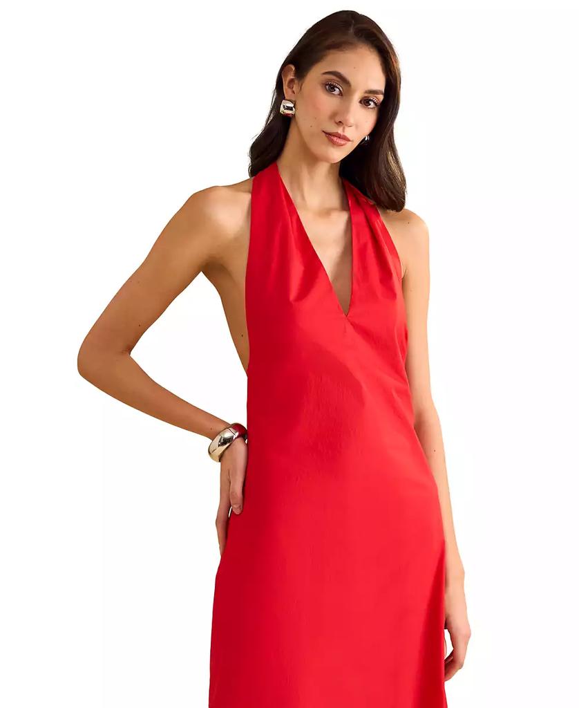1. State Women's Cotton Tie-Back Halter Maxi Dress
