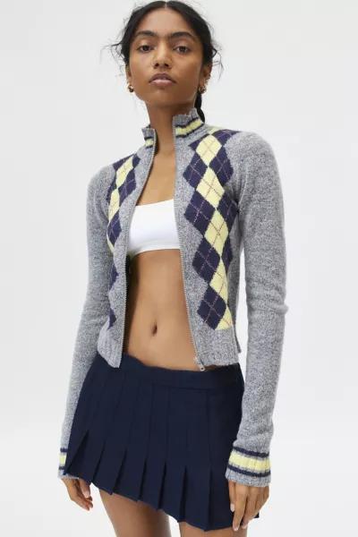 BDG BDG Clarke Argyle Zip-Up Sweater