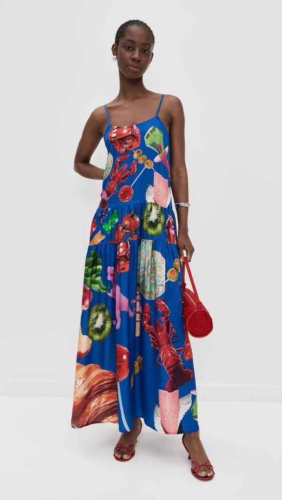 BruceGlen Blue Print Tiered Maxi Dress 4