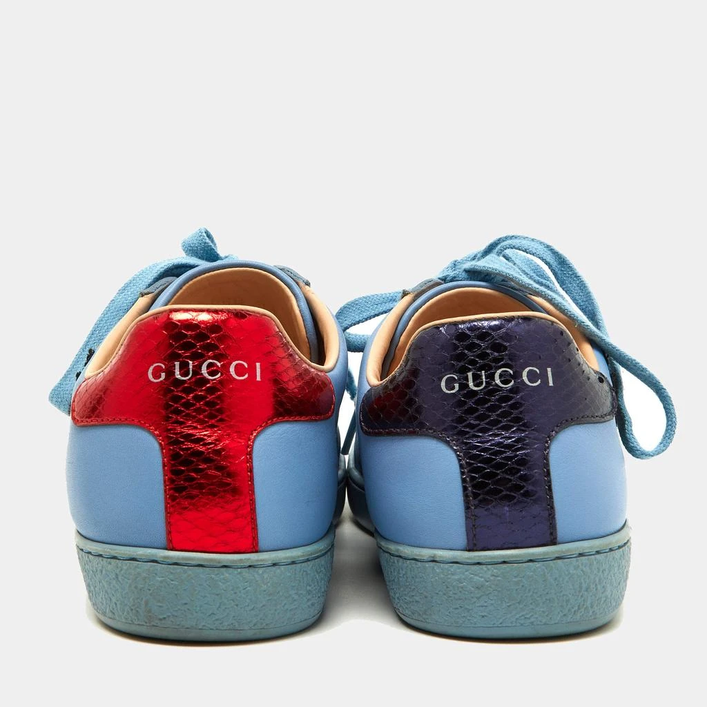 Gucci Gucci Blue Leather Flower Sequins Embellished Ace Low Top Sneakers Size 36 5