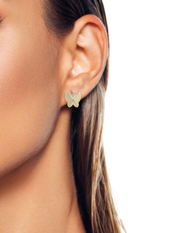 Saks Fifth Avenue 14K Yellow Gold Butterfly Huggie Earrings 2