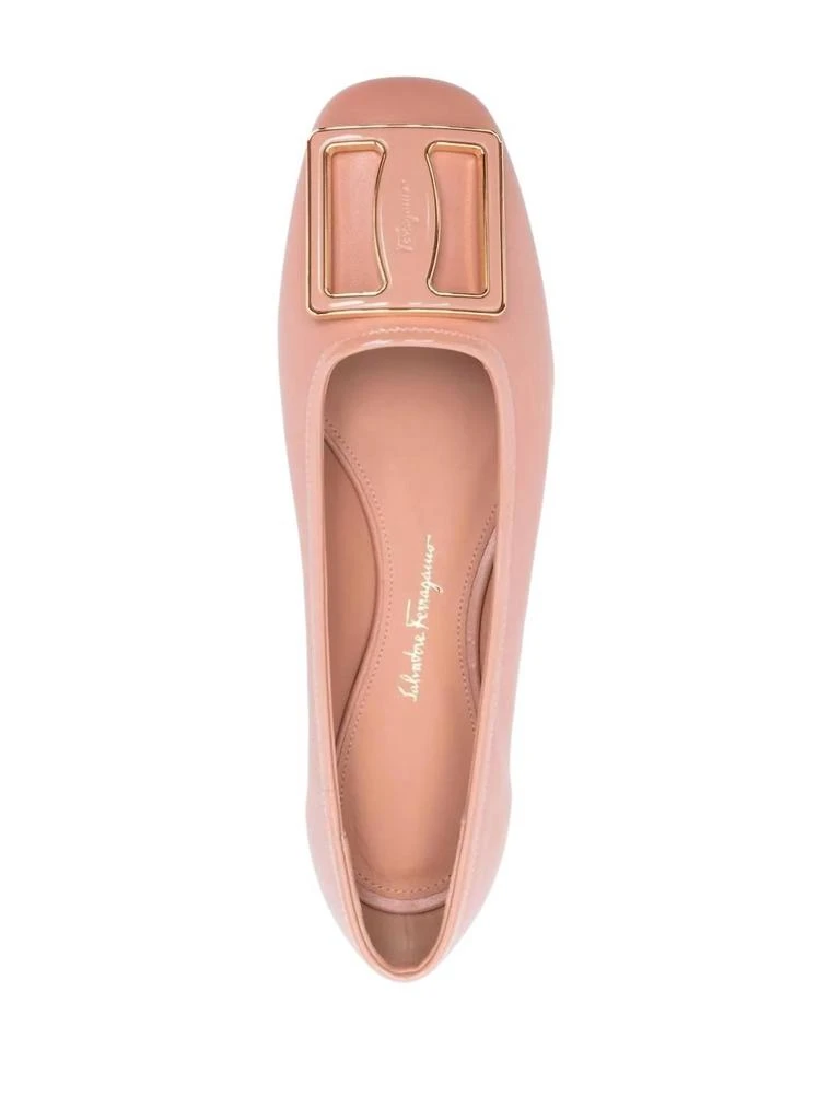Salvatore Ferragamo Women
s Embossed-Logo Plaque Ballerina Shoes In Pink 4