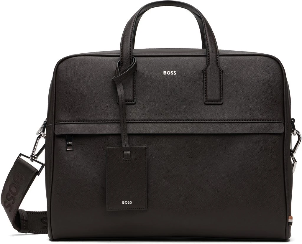 Hugo Boss Brown Saffiano Leather Briefcase 1