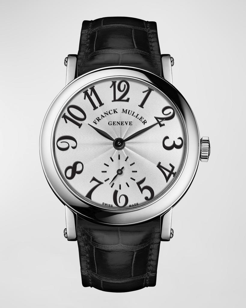 Franck Muller Men's Stainless Steel Round White Dial Watch with Alligator Strap