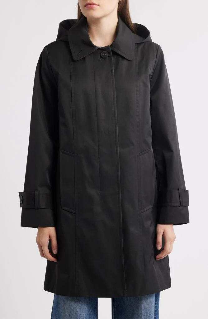 London Fog Oversize Single Breasted Hooded Raincoat