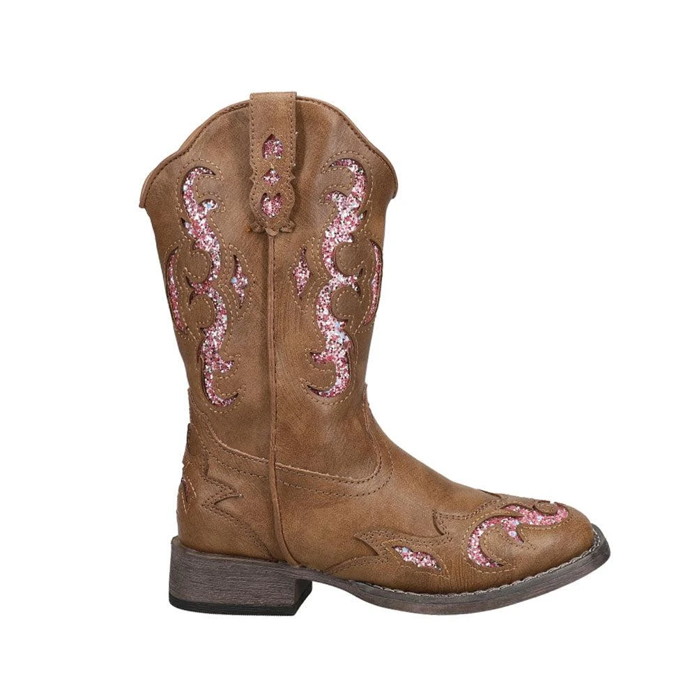 Roper Glitter Gypsy Square Toe Cowboy Boots  (Little Kid-Big Kid)