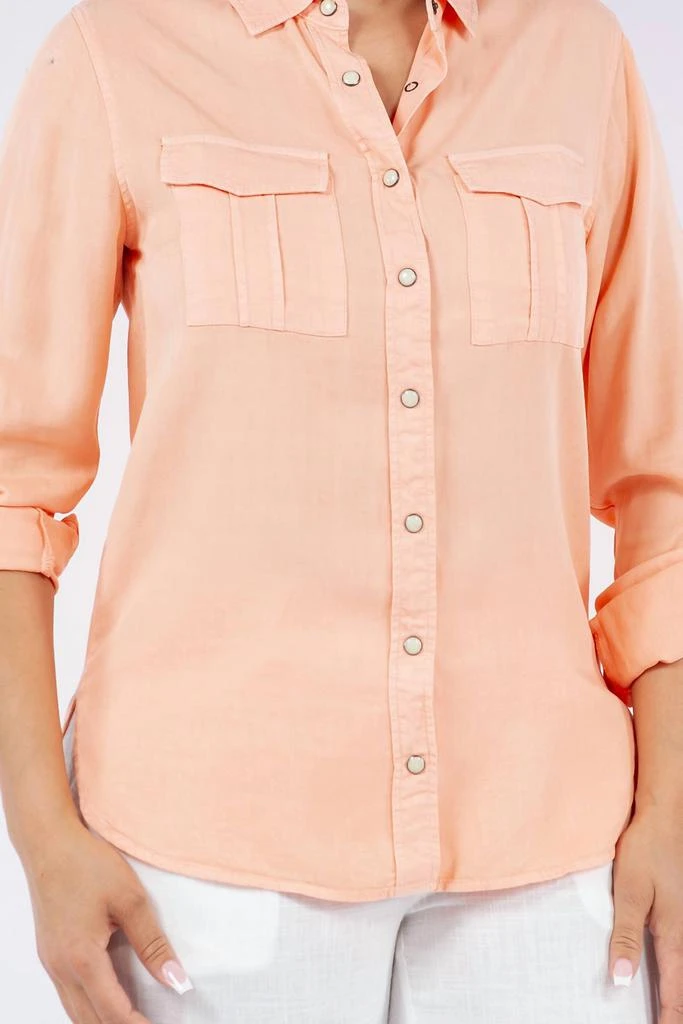 PAPARAZZI Paparazzi - Tencel Slub Snap Front Long Sleeve Shirt 4