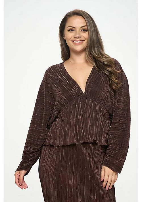 Renee C. C. Plisse V Neck Top 1