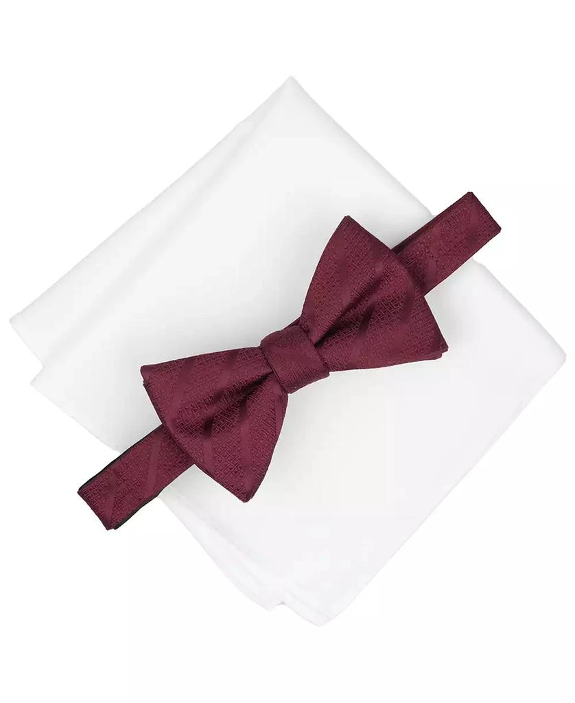 Alfani Men's Saxon Stripe Solid Bow Tie and Pocket Square, 2-Piece Set, Macy's Exclusive 1