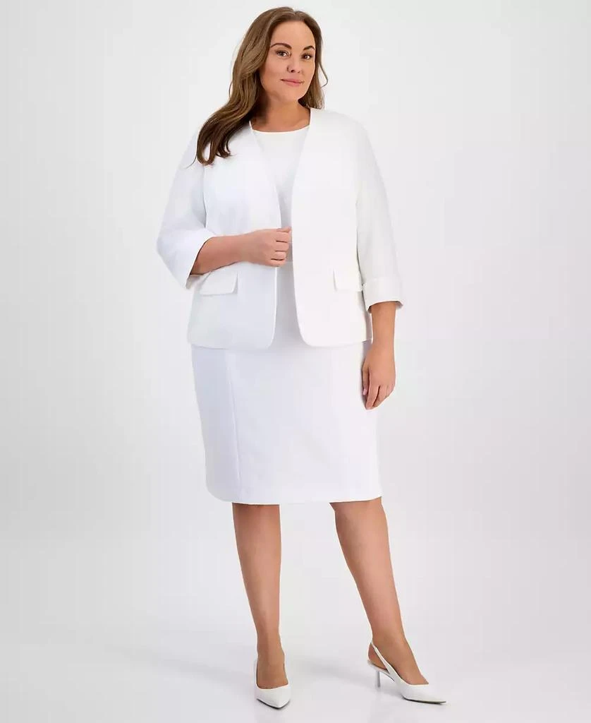 Kasper Plus Size Textured Open Front Blazer 2