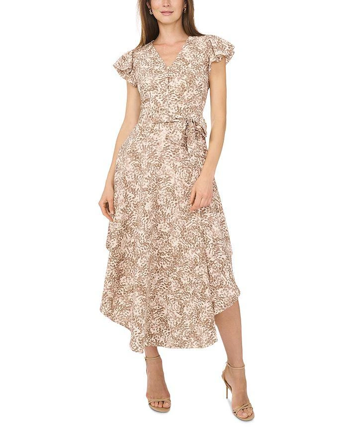 Vince Camuto V Neck Flutter Sleeve Maxi Dress