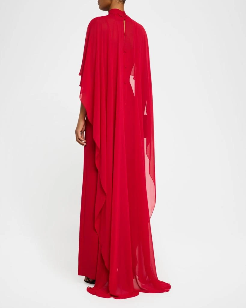 Teri Jon Draped Tie-Neck Cape Column Gown 3