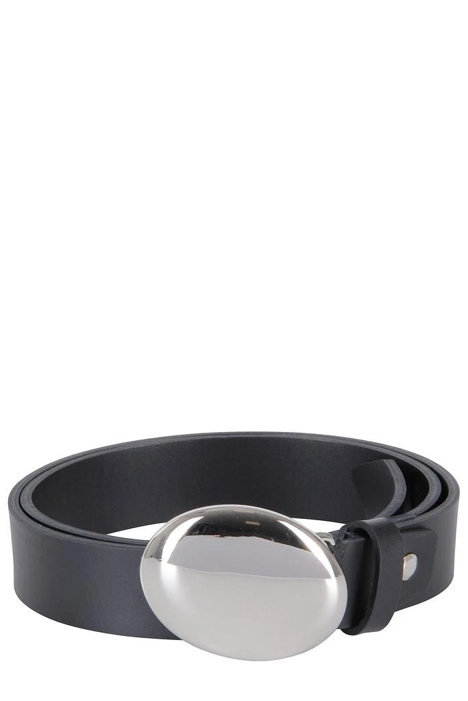 FEDERICA TOSI Leather Belt With Distinctive Oval Silver Buckle 2