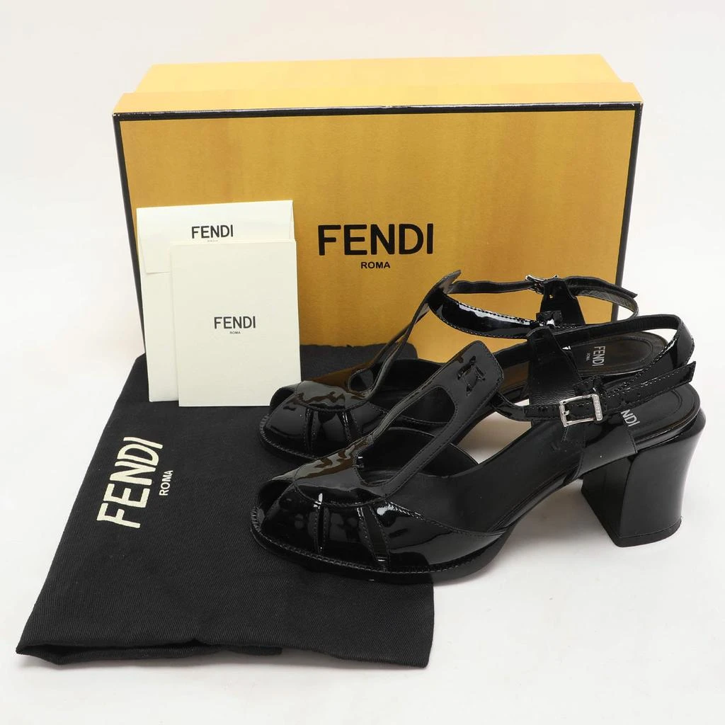 Fendi Black Patent Leather Chameleon Ankle Strap Sandals Size 36