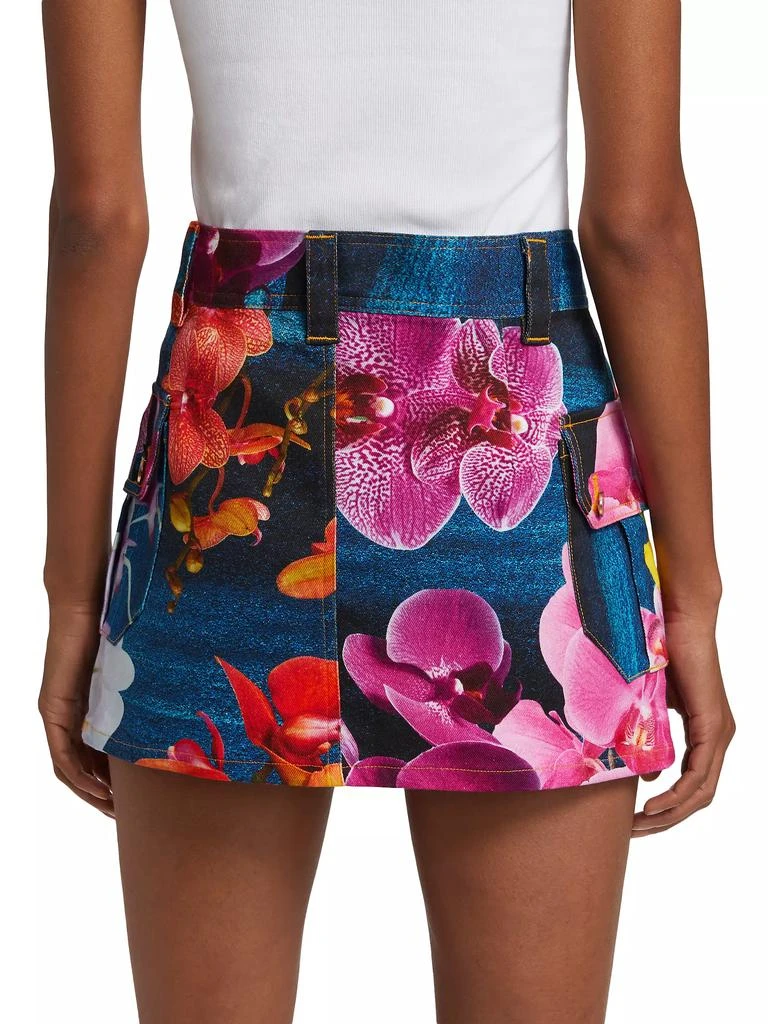 BruceGlen Orchid Floral Denim Cargo Miniskirt 5