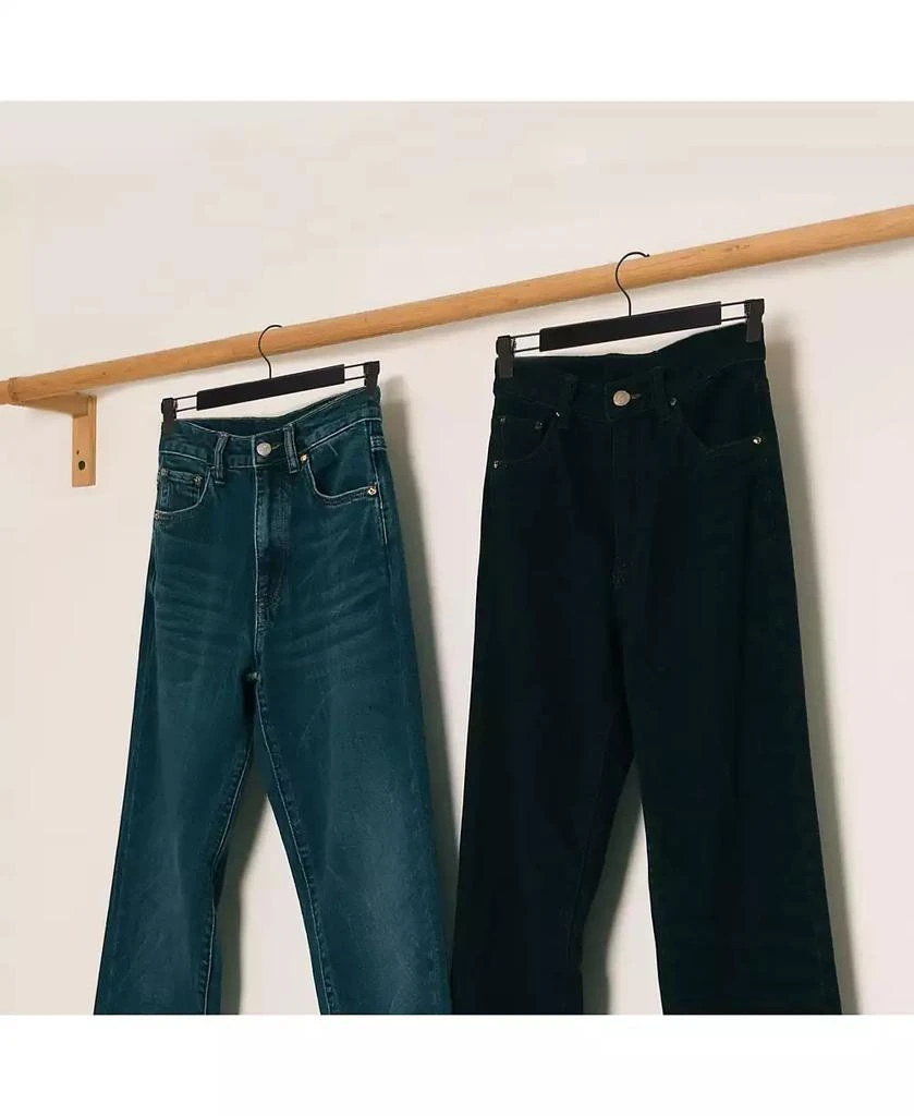 BP4U 12-Pack Premium Wooden Pants Hangers with Adjustable Clip, Heavy Duty Solid Wood Skirt Bottom Hangers for Trousers, Dress Slacks, Dresses, Shorts 6