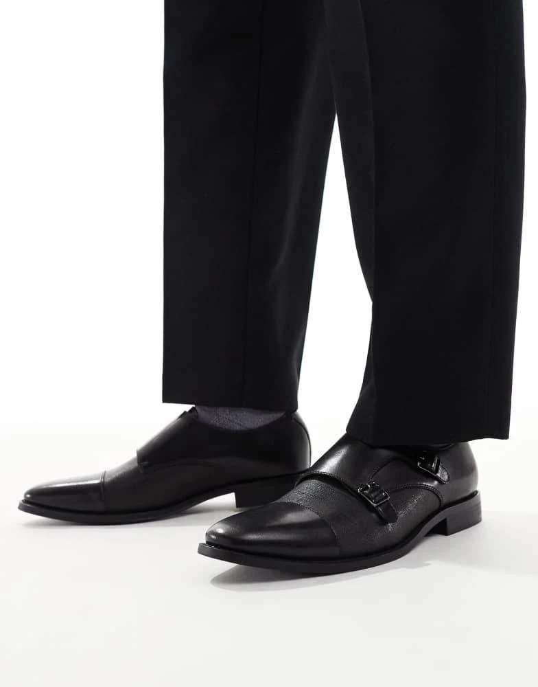 Schuh schuh Rocky double strap monk shoes in leather black