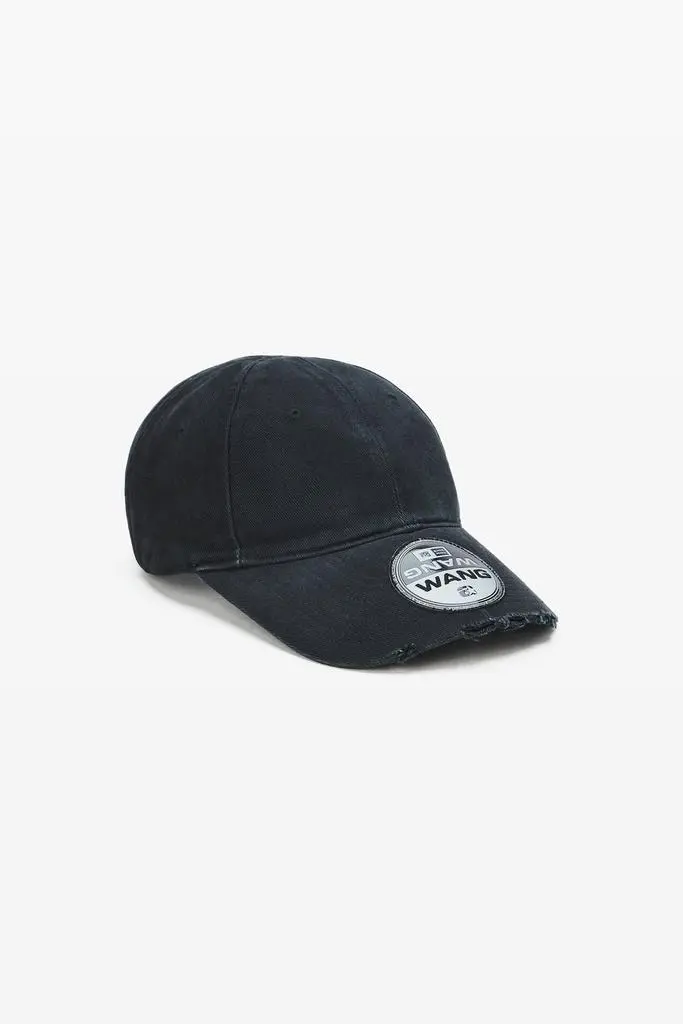 Alexander Wang Unisex Logo Sticker Cap in Distressed Cotton Twill
