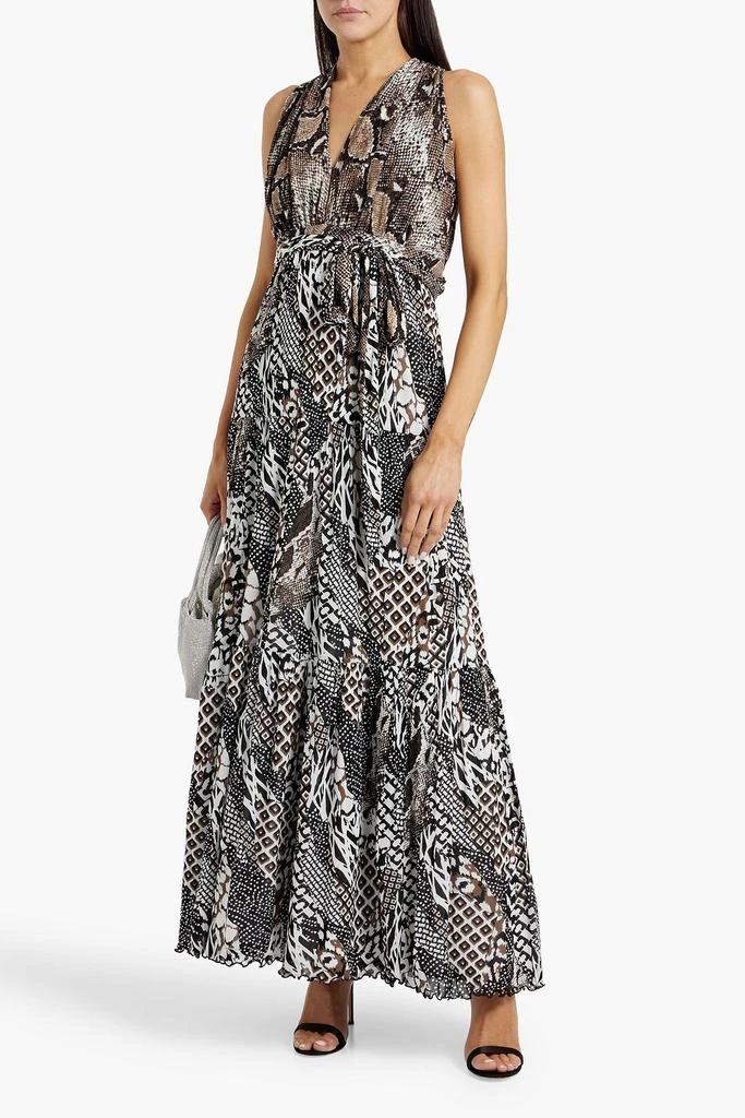 Diane von Furstenberg Drew tiered snake-print mesh maxi dress 2