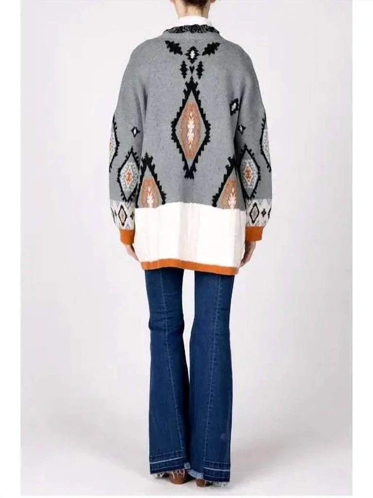 Miss Me Miss Me - Color Block open front Aztec Cardigan 2