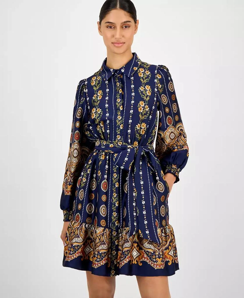 Women's Printed Satin Ruffle-Hem Shirt Dress  On Sale Now with Up to 31%  Off | Discover Exclusive Deals & Savings at BeyondStyle  Authentic Anne  Klein dress|women's fashion|dresses with Limited-Time Discounts,
