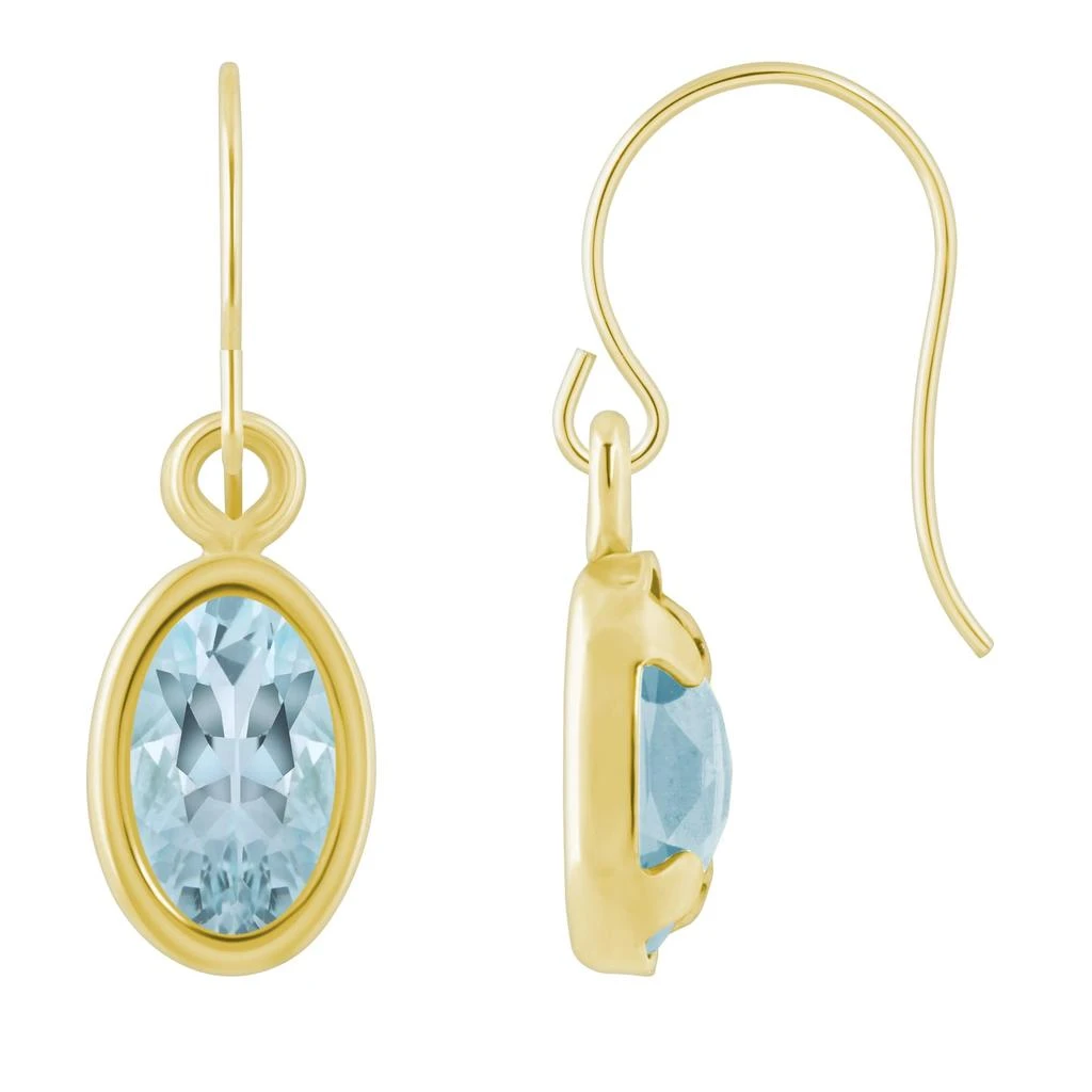 Glistening Jewels 10K Gold 6x4mm Oval Aquamarine Drop Earrings