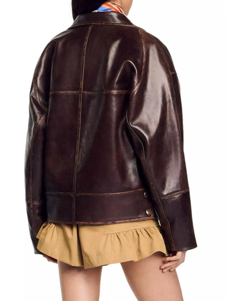 Sandro Oversized Leather Jacket 3