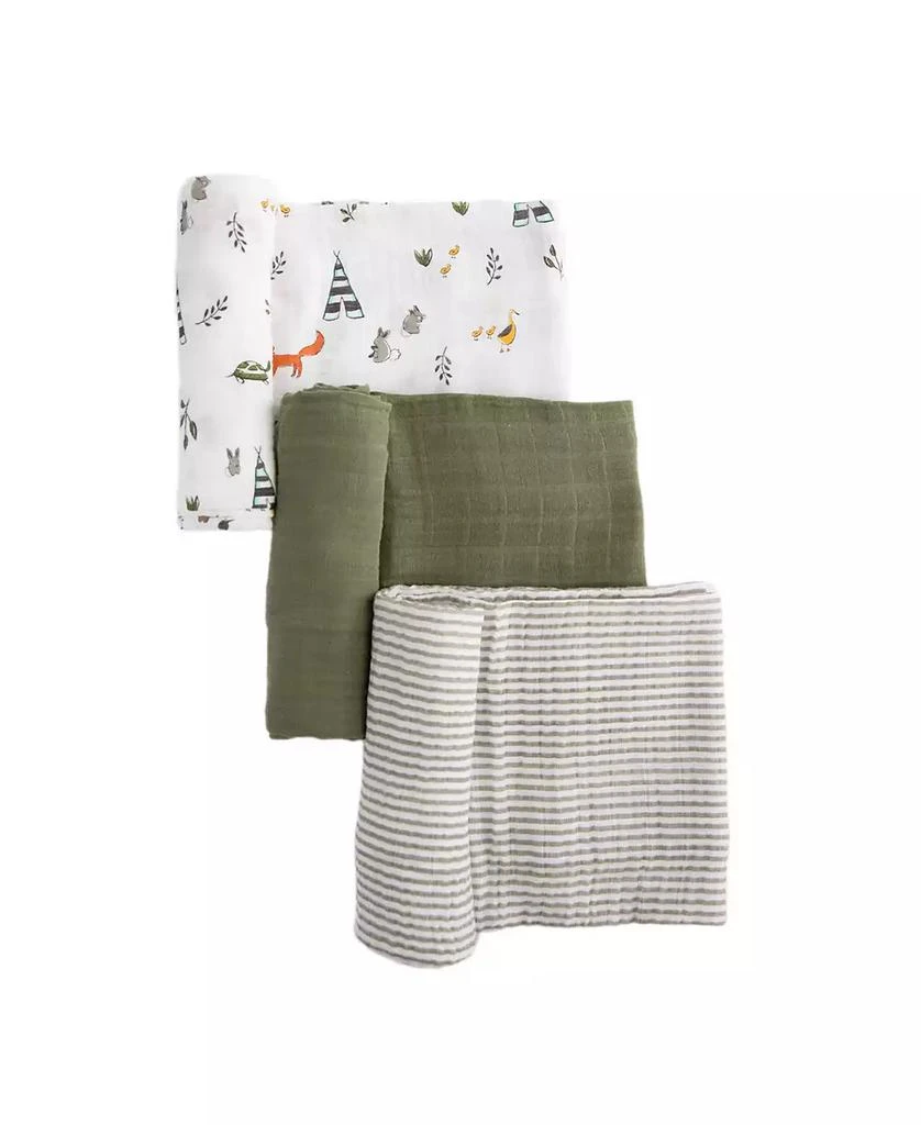 Little Unicorn Watercolor Roses Cotton Muslin 3-Pack Swaddle Blanket Set 1