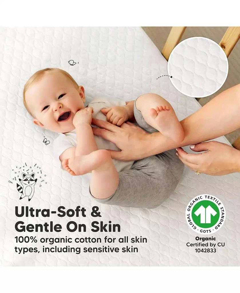 KeaBabies 1-Pack Protect+ Waterproof Crib Mattress Protector Cover, Mavy Quilted Cotton Baby Mattress Topper, Toddler Crib Sheet 6
