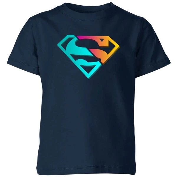 Original Hero Justice League Neon Superman Kids' T-Shirt - Navy 1