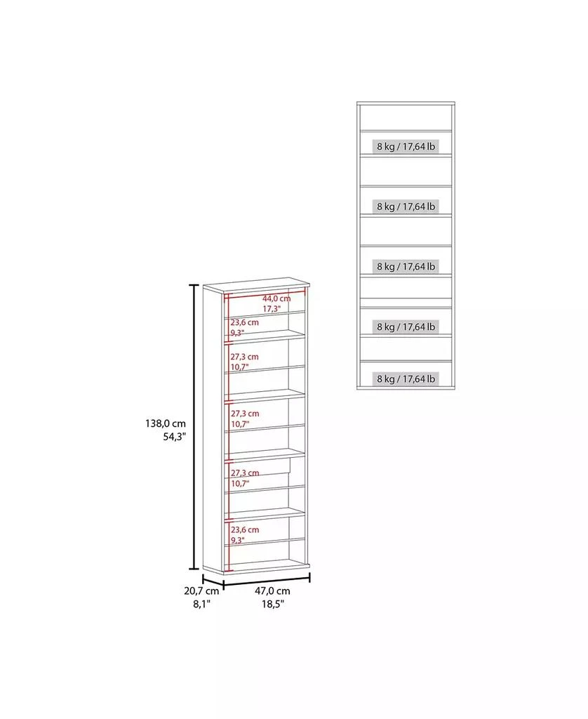 FM FURNITURE Queen Creek Shoe Rack with Mirror and One Door, Natural Oak 2