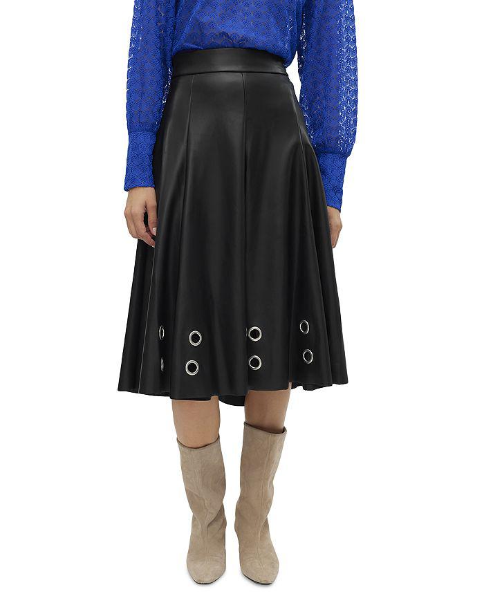VERO MODA Vmemmy Faux Leather Eyelet Trim Skirt