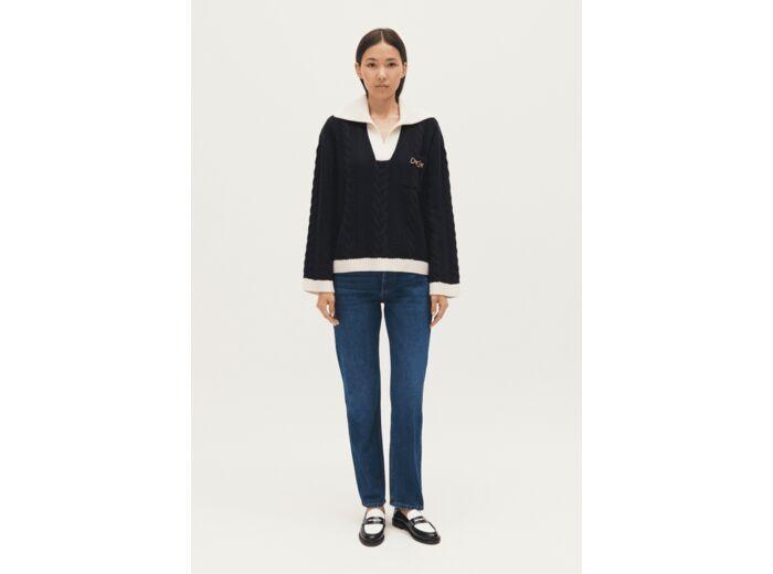 claudie pierlot Pull torsadé bleu marine